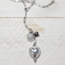 Load image into Gallery viewer, PEACE, LOVE & HAPPINESS BLACK SEA LARIAT