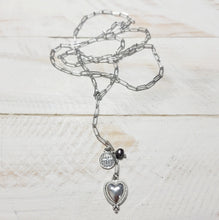 Load image into Gallery viewer, PEACE, LOVE &amp; HAPPINESS BLACK SEA LARIAT
