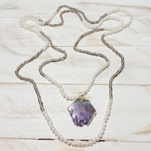 Load image into Gallery viewer, AMETHYST, CRYSTAL &amp; PEARLS NECKLACE
